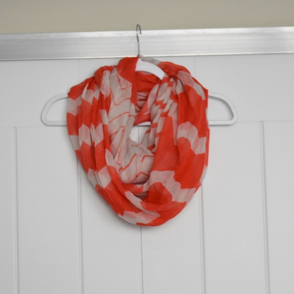 Coral/pink chevron infinity scarf